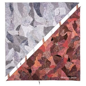 Diamonds & Rust - mixed media - painted and stitched cotton and beads